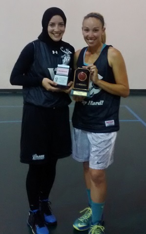 Indira Kaljo (left) recently played in hijab for the first time.