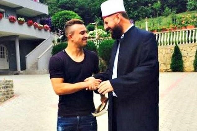 Shaqiri with imam Shefqet Krasniqi.