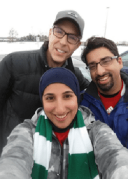 Ahmed with former Premier League goalkeeper Craig Forrest (top)